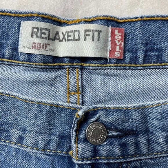 Levi's 550 Mens Denim Blue High Rise Relaxed Fit Straight Jeans Size W46xL34 - Picture 4 of 11